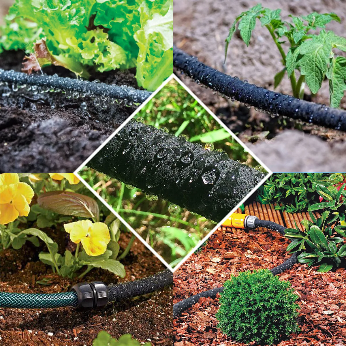 pitta 1/2 inch round soaker hose beading water